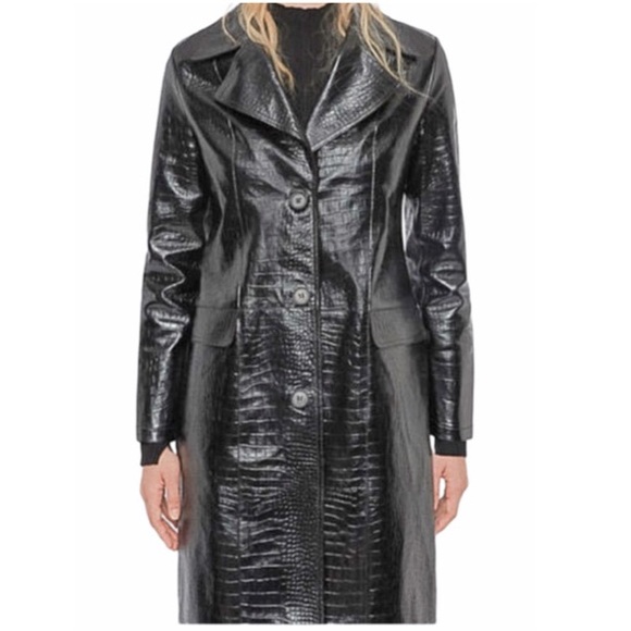 SOLD NEW AllSaints Coat Black The Ali Mac Leather Coat Size 2 - Picture 11 of 11